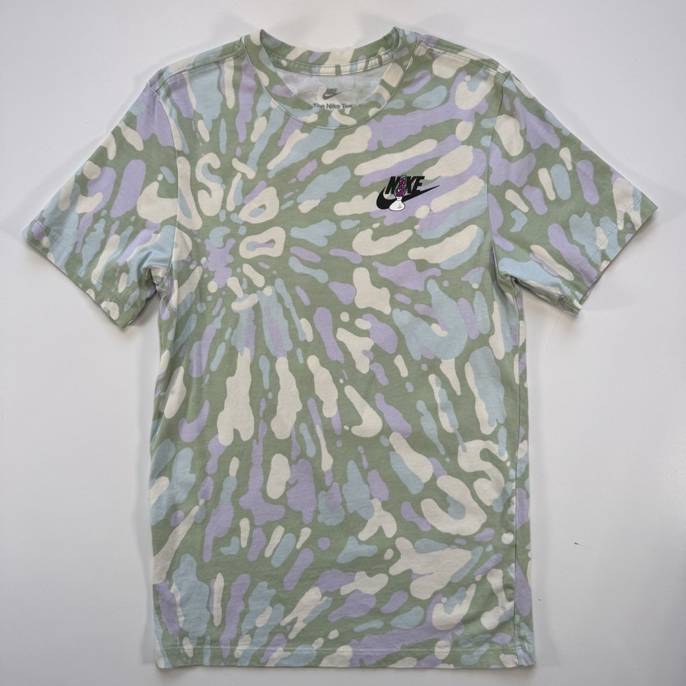 NIKE Sports Are A Trip Short Sleeve Tie‎ Dye Tee Shirt Green Groovy Lava Lamp